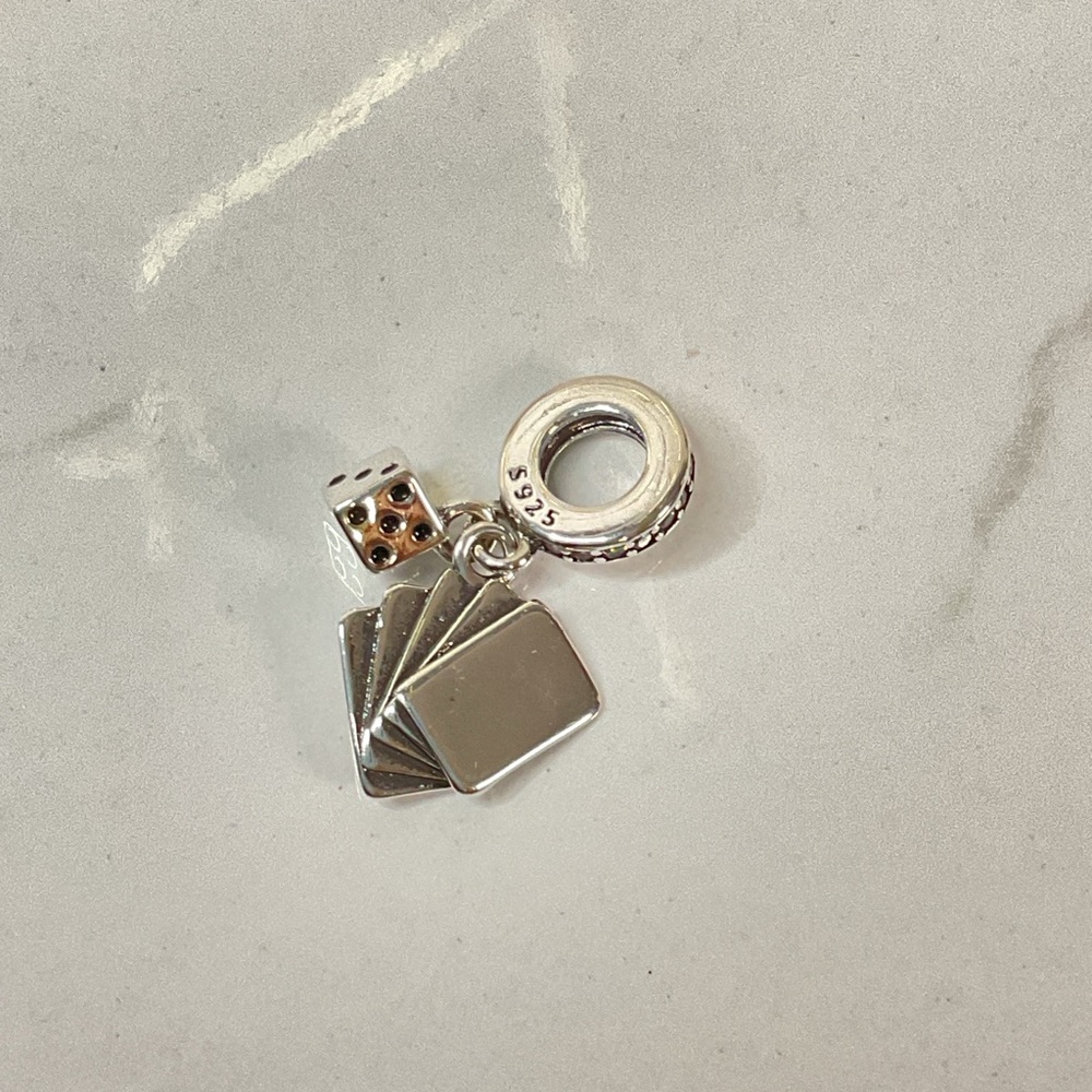🌟 S925 Sterling Silver Playing Card Dangle Charm - Picture 6 of 8